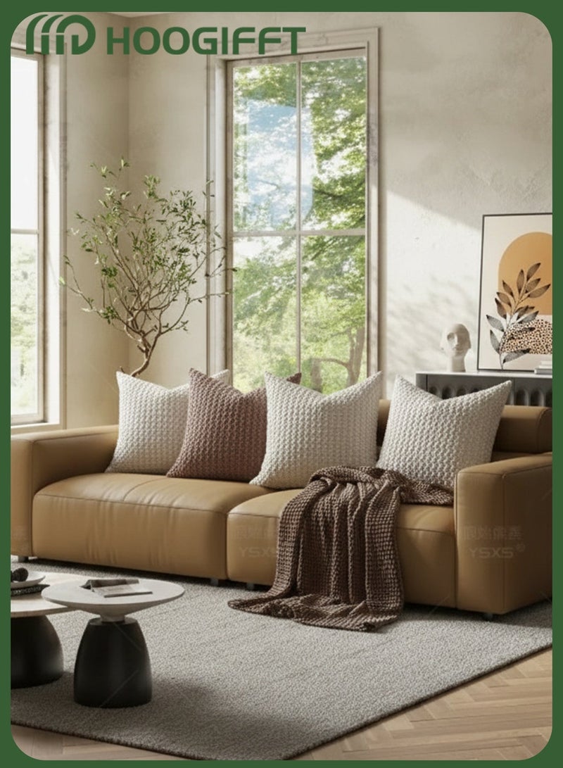 HOOGIFFT 4 Pieces Cushion Cover Set 45x45cm Dutch Velvet Textured Throw Pillow Covers with Hidden Zipper Soft Decorative Square Pillow Cases for Sofa Living Room Bedroom Majlis Home Decor - Image 3